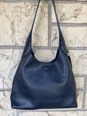 Coach Brooklyn Shoulder Bag 28 Navy Leather EUC